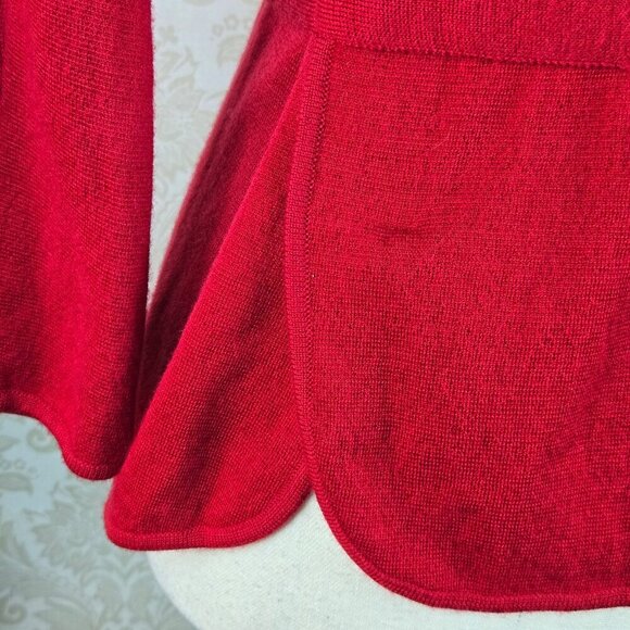 BCBGMaxAzria Size Medium Red 100% Merino Wool Sweater Cardigan Waist Tie Belt - Picture 6 of 11